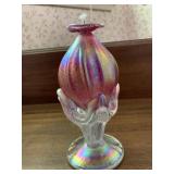 7 ' IRIDESCENT ART GLASS OIL LAMP