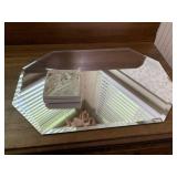 OCTAGON OBLONG MIRROR PLATEAU W/ ASSORTED CRYSTAL