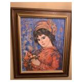 FRAMED PAINTING ON CANVAS OF LADY SIGNED BERTY -