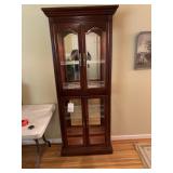 WOOD & GLASS CURIO CABINET W/ LIGHT - 32 X 12 X