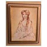 PORTRAIT PAINTING OF A LADY ON CANVAS SIGNED