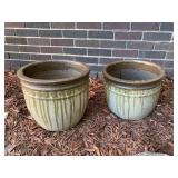 2 CLAY FLOWER POTS - 11 ' WIDE