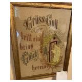 ANTIQUE FRAMED GERMAN NEEDLEWORK RELIGIOUS PIECE