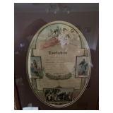 ANTIQUE FRAMED GERMAN BAPTISMAL CERTIFICATE - 22