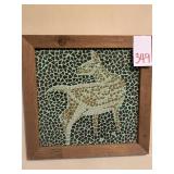 FRAMED HAND-MADE FELT MOSIAC MID-CENTURY DEER ART