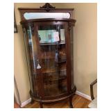 ANTIQUE CURVED GLASS CHINA CABINET W/ MIRROR - 37