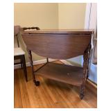 VINTAGE WOOD DROP-LEAF 2-TIER TEA CART - 27 X 17