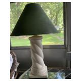29 ' COLUMN TABLE LAMP W/ GRERN SHADE
