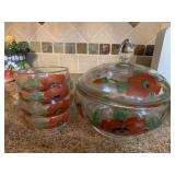 HAND-PAINTED POPPY 6 PC BERRY SET