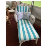 WHITE WICKER CHAISE LOUNGE
