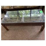 RATTAN & GLASS COFFEE TABLE
