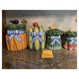 4 FITZ & FLOYD CERAMIC VEGETABLE DECANTERS W/ A