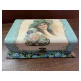 ANTIQUE CELLULOID BOX W/ DRESSER SET - 10 X 7 X 3