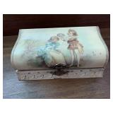 ANTIQUE CELLULOID DRESSER BOX W/ CHILDREN - 8.5 X
