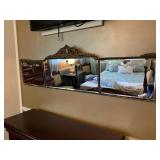 ANTIQUE 3 PANEL BEVELED MIRROR - 55 X 16 ' -