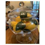 LARGE GLASS JAR W/ FAUX LEMONS