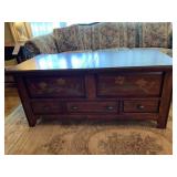 STENCILED WOOD COFFEE TABLE W/ 3 DRAWERS - 48 X