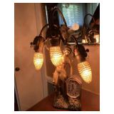 17 ' ANTIQUE 3-LIGHT FIGURAL LAMP W/ NON-WORKING