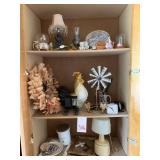 VINTAGE WOOD BEDSIDE TABLE & MISC HOME DECOR