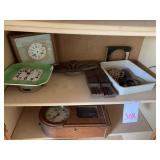 ANTIQUE CLOCK - AS IS - AND ASSORTED CLOCK PARTS