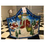 FOLDING METAL SNOWMAN FIRE SCREEN