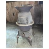ANTIQUE SUN CAST IRON POT BELLY STOVE - 16 X 16 X