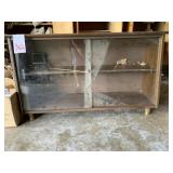 MID-CENTURY WOOD DISPLAY CABINET W/ GLASS DOORS -