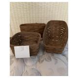 3 SMALL LONGABERGER BASKETS - C 1980'S
