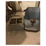 GALVANIZED PAIL AND WOOD CADDY