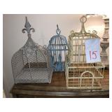 3 METAL DECORATIVE BIRDCAGES - 15 ' TO 17 '