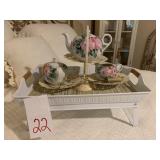 BED TRAY W/ VINTAGE TEA SERVICE