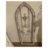 IRON & WOOD PANEL W/ FLOWER POT HOLDERS - 46 X 16