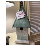18.5 ' FLORAL PAINTED TIN & WOOD BIRDHOUSE