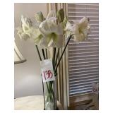 GLASS & METAL VASE W/ FAUX WHITE AMARILLO'S