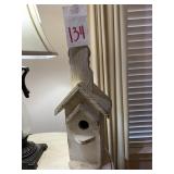 24 ' WHITE PAINTED WOOD BIRDHOUSE