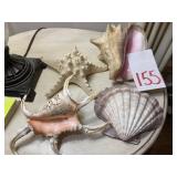 3 LARGE SEA SHELLS & STARFISH