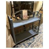 PAINTED BLUE WICKER SHELF - 17.5 X 6.5 X 16 '