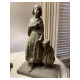 15.5 ' LADY W/ CHILD CERAMIC SCULPTURE