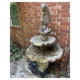 VINTAGE 3 PCS WEATHERED CONCRETE FOUNTAIN SET -