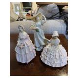 3 VINTAGE PAINTED LADY FIGURINES - 5.5 ' TO 7.5 '
