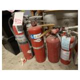 7 ASSORTED SIZES FIRE EXTINGUISHERS - SOME STILL