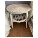 WHITE WICKER 2-TIER TABLE - 20 X 21 '