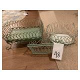 3 DECORATIVE WIRE PLANTERS