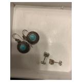 2 PAIRS OF STERLING SILVER PIERCED EARRINGS