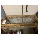 RETRO RATTAN SOFA TABLE W/ GLASS TOP - 46 X 18 X