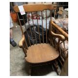 VINTAGE WOOD ROCKING CHAIR W/ SPLIT SEAT