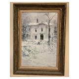 FRAMED HOUSE IN WINTER PRINT - 24.5 X 33.5 '