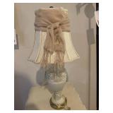 24 ' WHITE PORCELAIN TABLE LAMP W/ CUSTOM SHADE