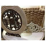 BASKET W/ IRON EASEL, SCROLL & PLAQUE