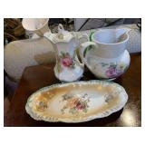 ANTIQUE PORCELAIN PITCHER, COFFEE POT W/ LID &